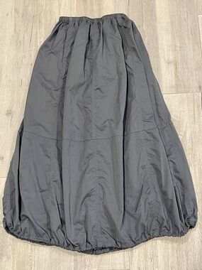 ZARA Gray Balloon Parachute Midi Skirt Elastic Waist Nylon Blend XS